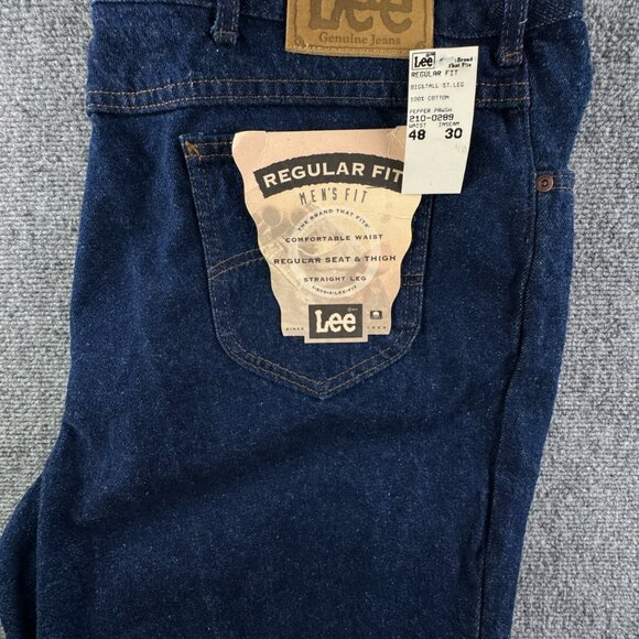 VTG NOS 80s Lee Denim Jeans Big Tall 48x30 Cotton USA Made UGWA W/ Flasher - Picture 1 of 16